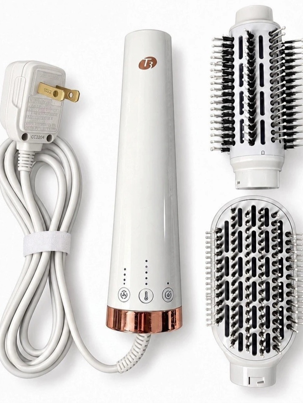 T3 AireBrush Duo Hot Air Blow Dryer Brush 2 Attachments Tested Working